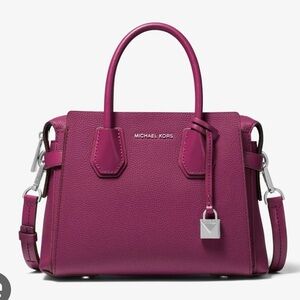 Michael Kors Mercer Small Pebbled Leather Belted Satchel
